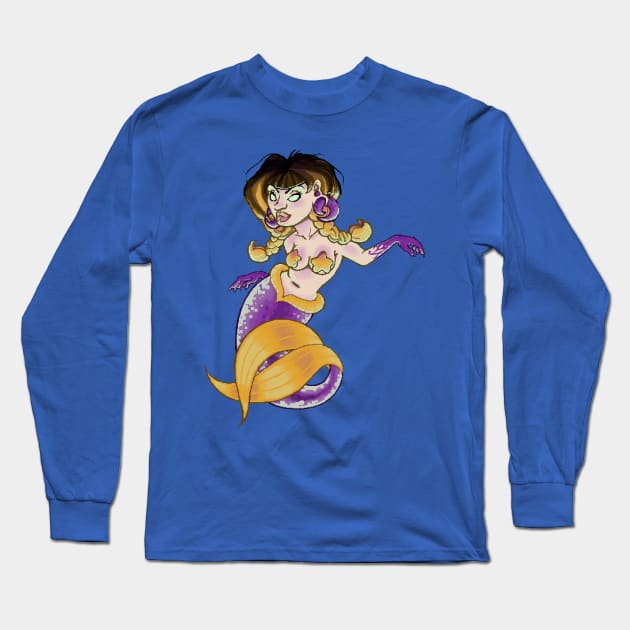 Pixel Mermaid Long Sleeve T-Shirt by z0mbi